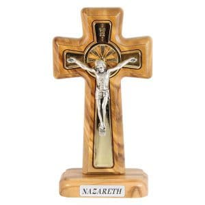 Olive wood Cross with St. Benedict 3