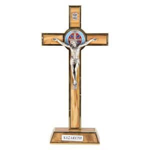 Olive wood Cross with St. Benedict 6