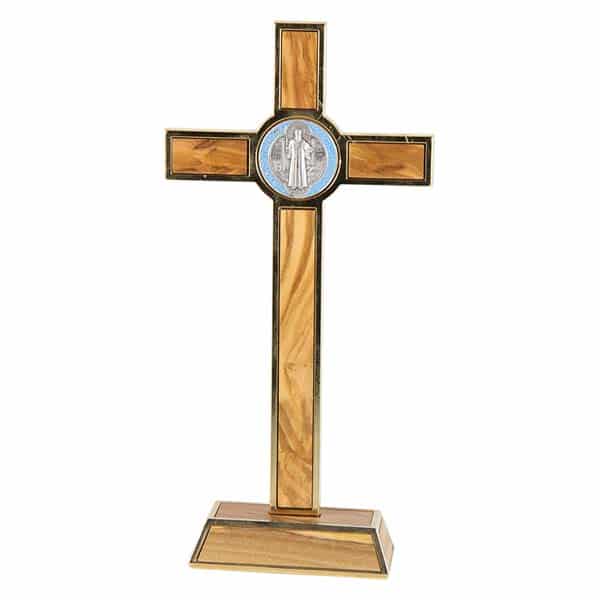Olive wood Cross with St. Benedict 6