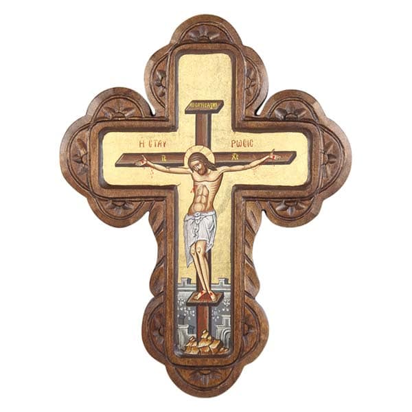 Brown wood Cross on Canvas