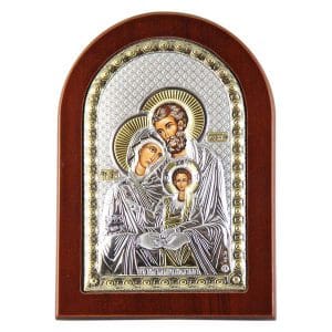 Holy family Icon with silver 3-D