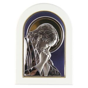 Jesus praying Icon with silver 3-D