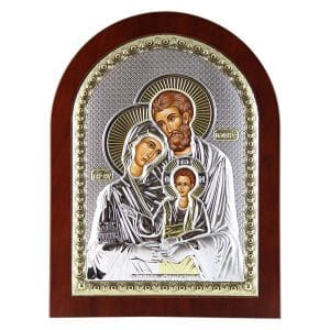 Holy family Icon with silver 3-D